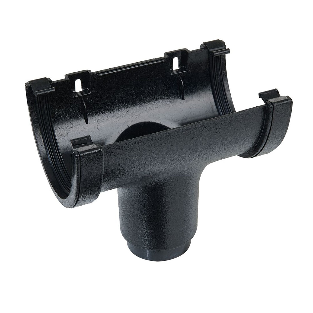 Cast Iron Effect 114mm Deep Gutter to 68mm Round Downpipe Running Outlet (Kayflow)