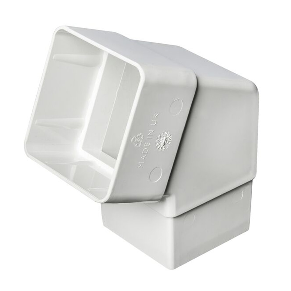 White 65mm Square 112.5 Degree Offset Bend