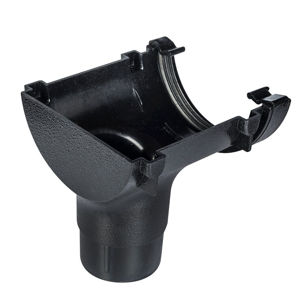 Cast Iron Effect 112mm Half Round Gutter to 68mm Round Downpipe Stopend Outlet (Kayflow)