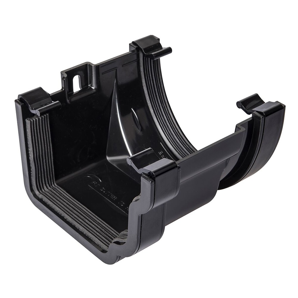 Black 120mm Ogee to 114mm Deep Right Hand Gutter Adapter (Kayflow)