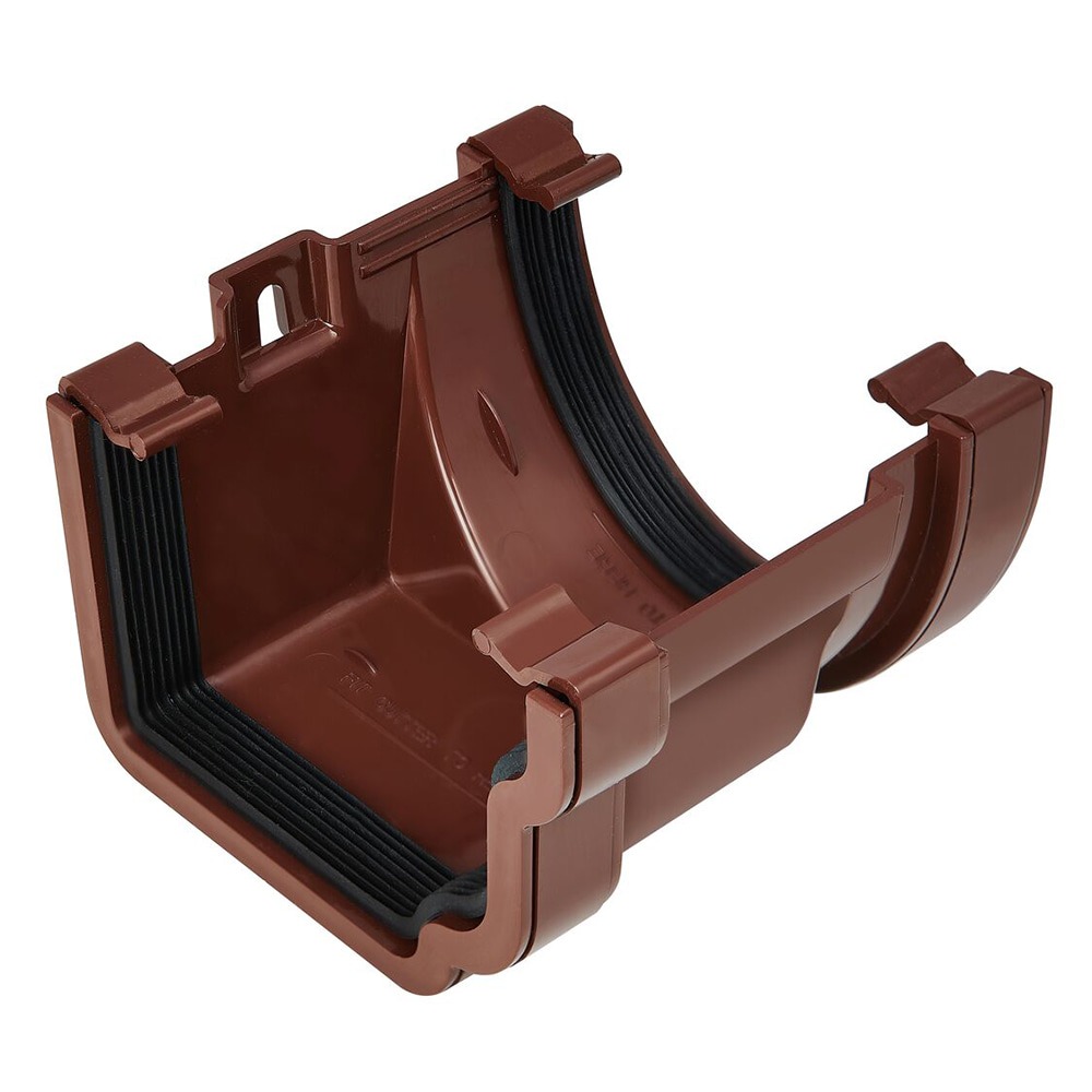 Brown 120mm Ogee to 114mm Deep Right Hand Gutter Adapter (Kayflow)