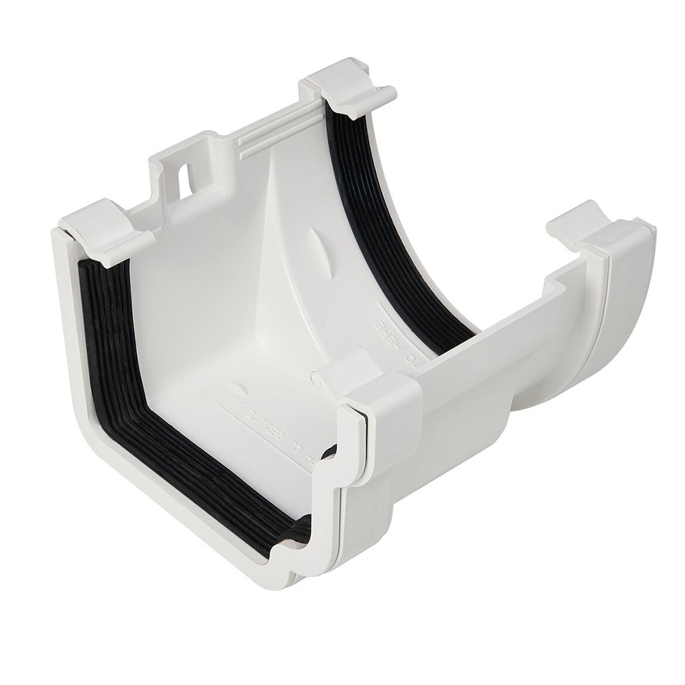 White 120mm Ogee to 114mm Deep Right Hand Gutter Adapter (Kayflow)