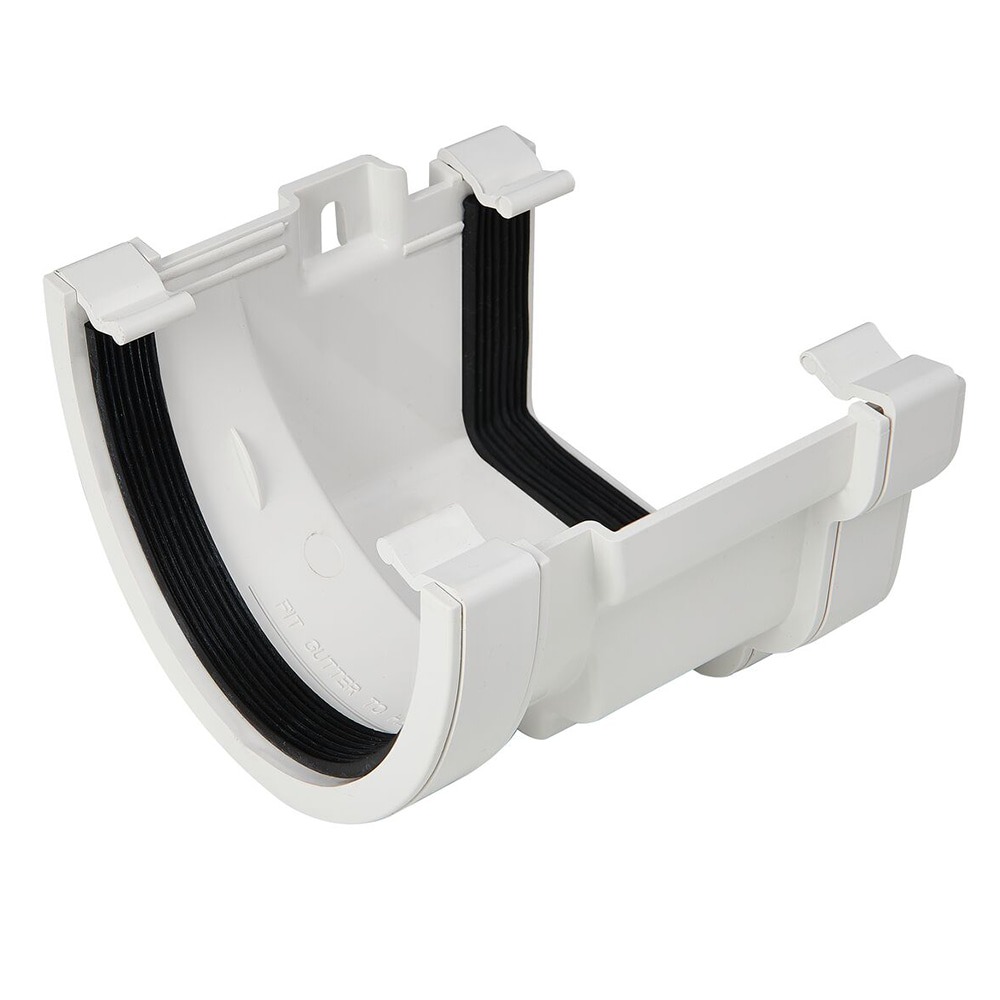 White 120mm Ogee to 114mm Deep Left Hand Gutter Adapter (Kayflow)