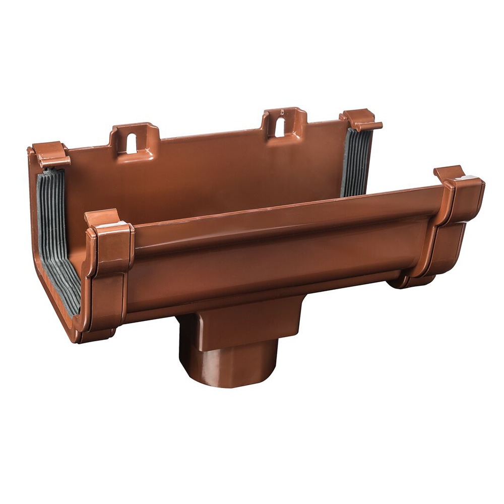 Brown 120mm Ogee Gutter to 68mm Round or 65mm Square Downpipe Running Outlet (Kayflow)