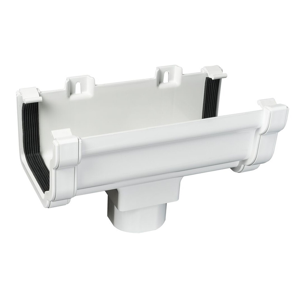 White 120mm Ogee Gutter to 68mm Round or 65mm Square Downpipe Running Outlet
