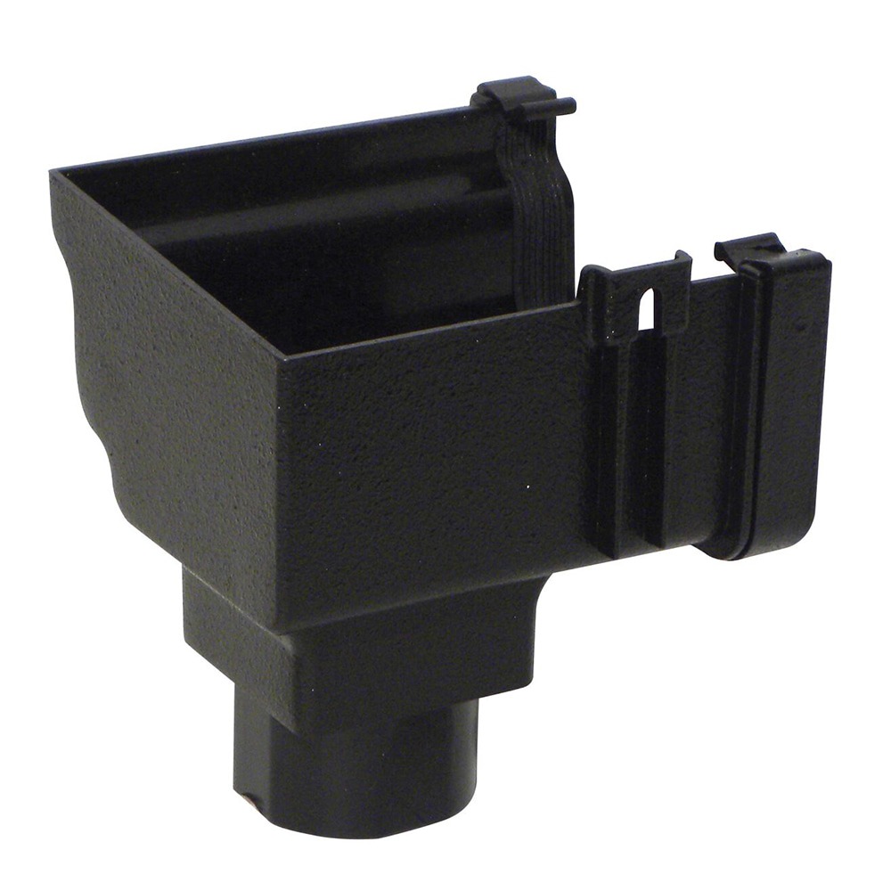Cast Iron Effect 120mm Ogee Gutter to 68mm Round or 65mm Square Downpipe Right Hand Stopend Outlet (Kayflow)