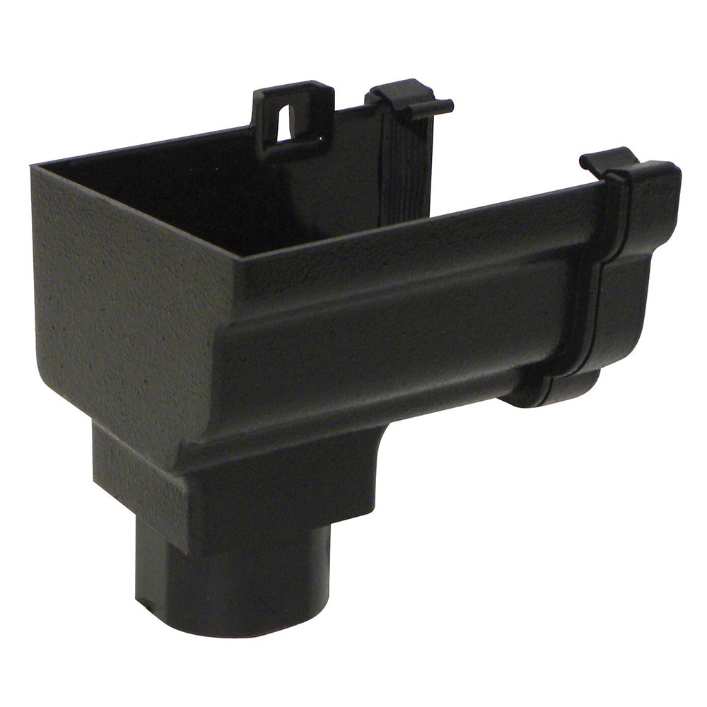 Cast Iron Effect 120mm Ogee Gutter to 68mm Round or 65mm Square Downpipe Left Hand Stopend Outlet (Kayflow)