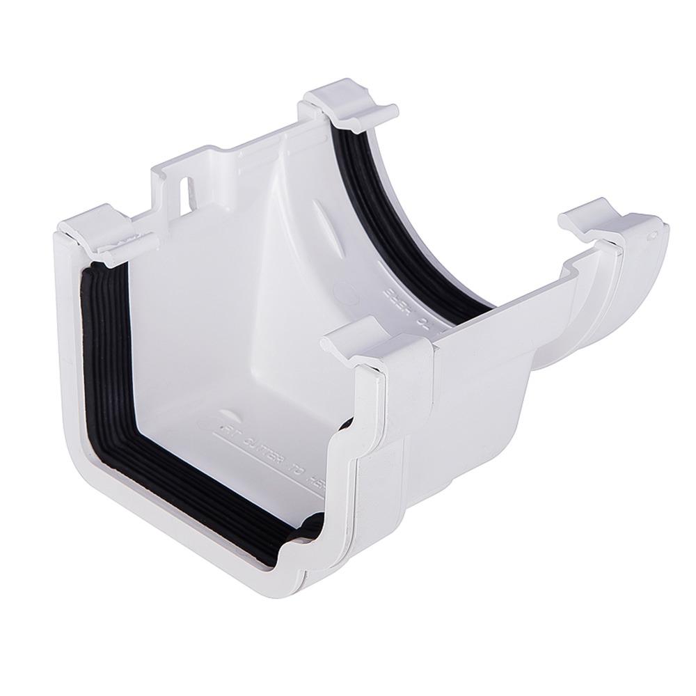White 112mm Half Round To 120mm Ogee Left Hand Gutter Adaptor (Kayflow)