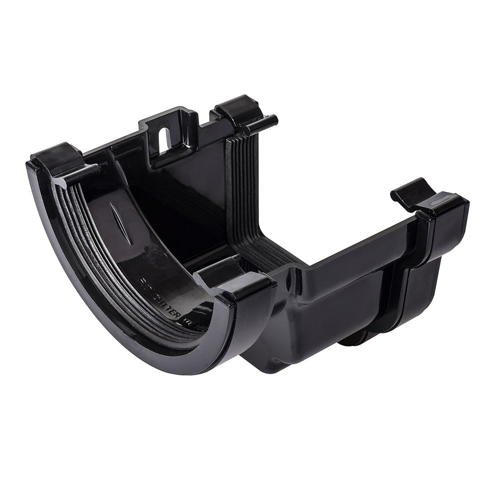 Black 112mm Half Round To 120mm Ogee Right Hand Gutter Adaptor (Kayflow)