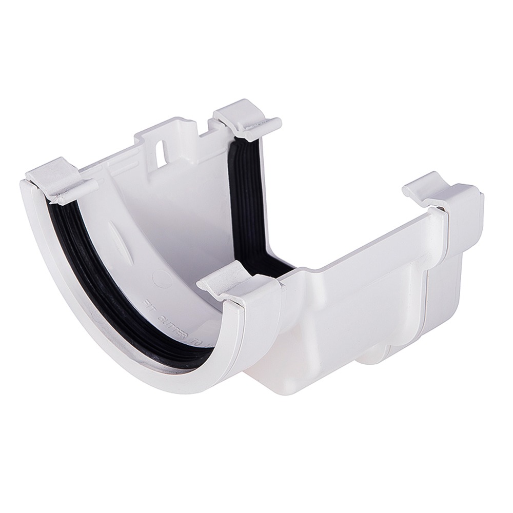 White 112mm Half Round To 120mm Ogee Right Hand Gutter Adaptor (Kayflow)