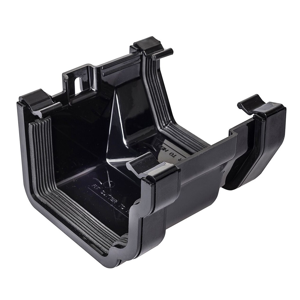 Black 117mm Square To Black Ogee Right Hand Gutter Adaptor (Kayflow)