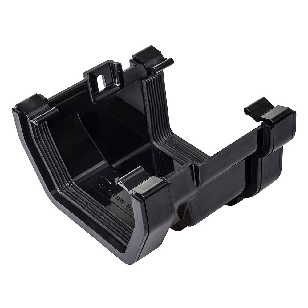 Black 117mm Square To Ogee Left Hand Gutter Adaptor (Kayflow)