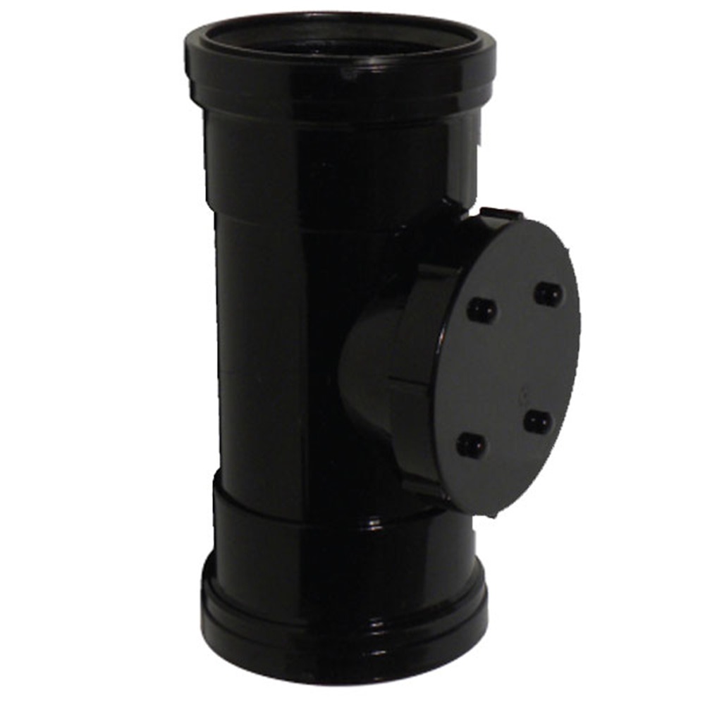 110mm Black Straight Access Pipe (Single Socket)