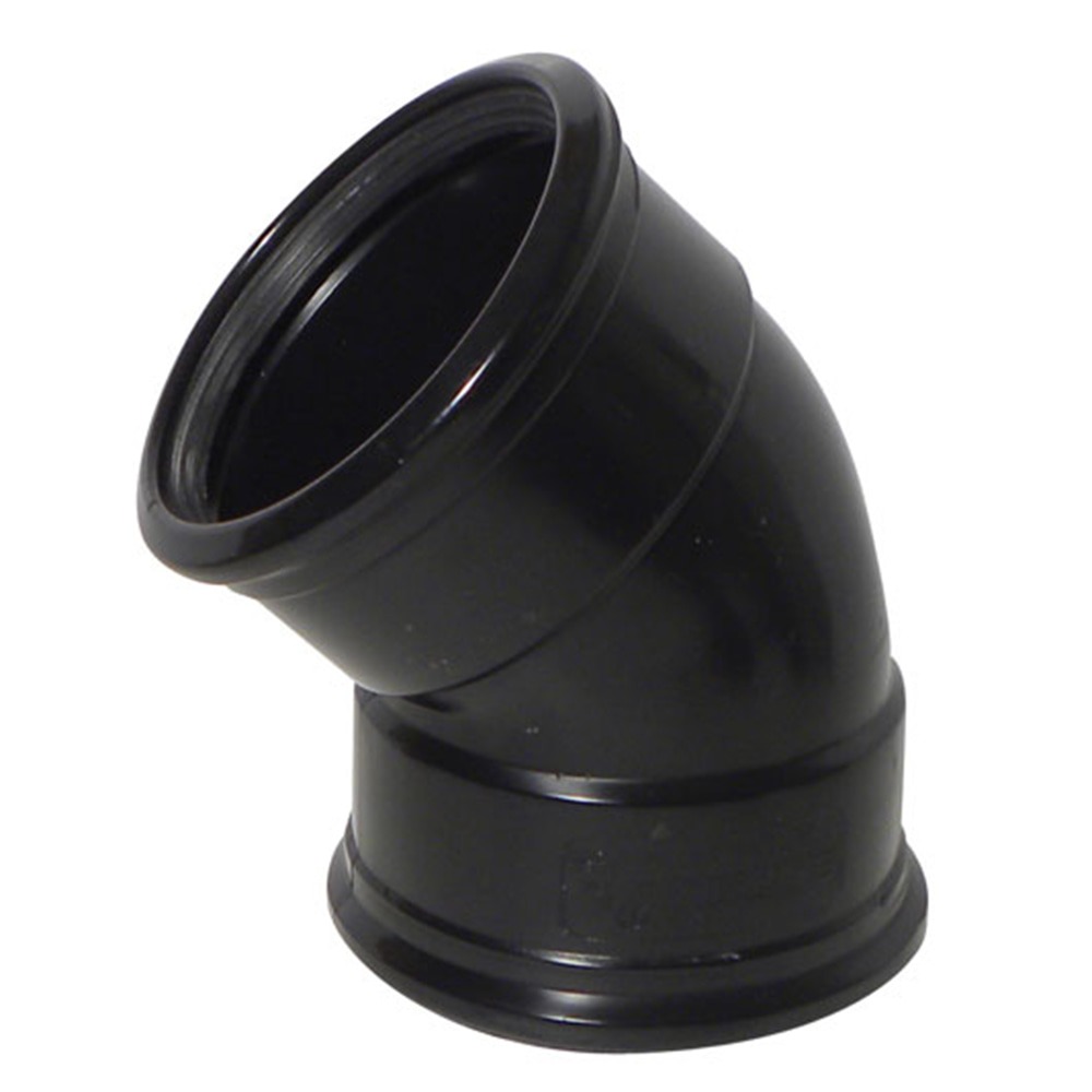 110mm Pipe Double Socket 45 Degree Bend (Black)