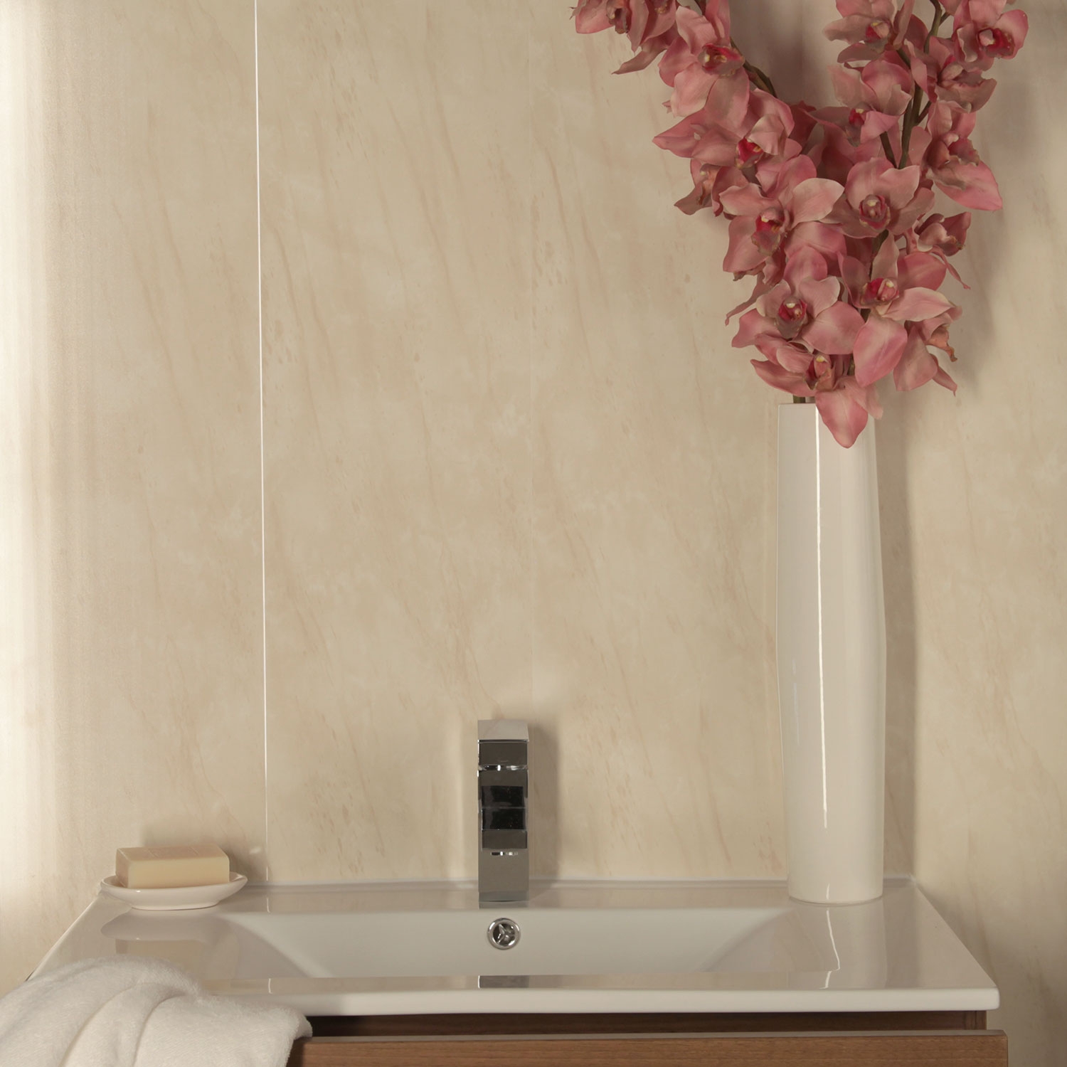 Romano Beige Marble 10mm Bathroom Panels (250mm x 2.6m | Pack of: 4 | Marbrex)