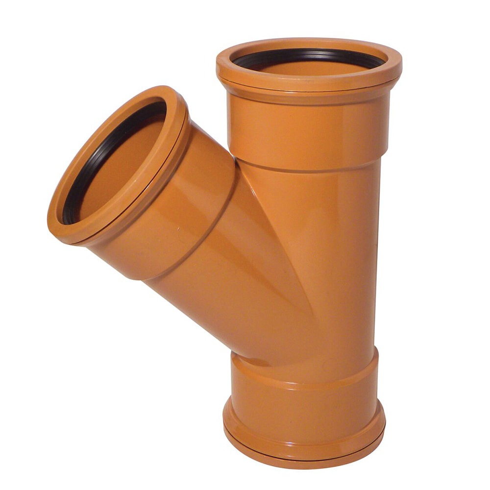 Terracotta 110mm Underground 45 Degree Triple Socket Junction