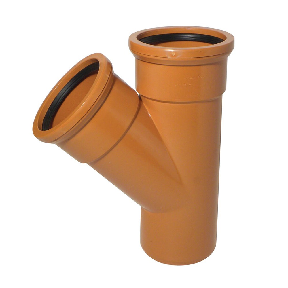 Terracotta 110mm Underground 45 Degree Double Socket Junction
